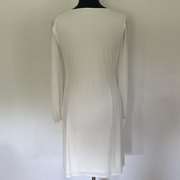 White Sheer Long Sleeve Dress EUC - Picture 3 of 4